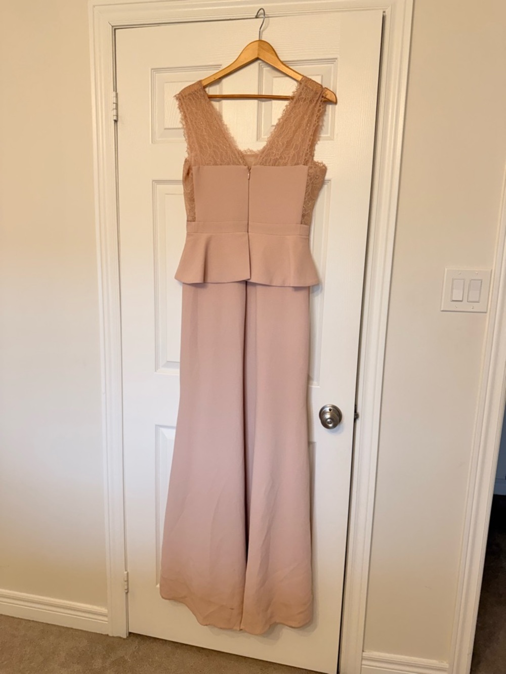 BCBGMaxAzria Blush Lace-Trim Peplum Maxi Dress - Picture 4 of 7